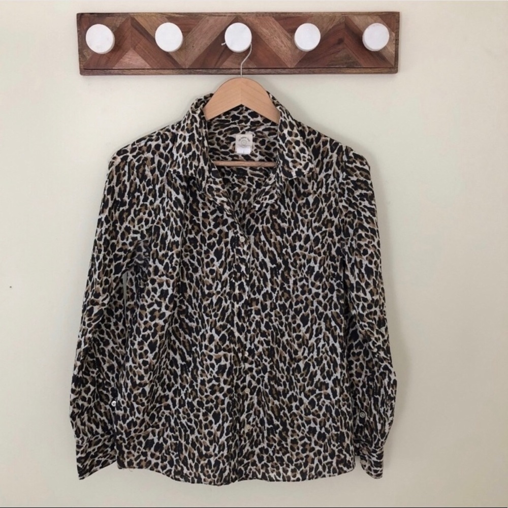 J. Crew Leopard Button Up Shirt Sz 8